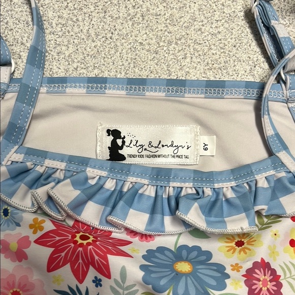 Floral and Gingham Two-Piece Swimsuit - Picture 8 of 8